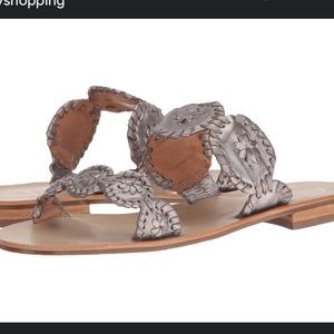 Jack Rogers women’s size 5 Lauren flat sandals silver pewter slide